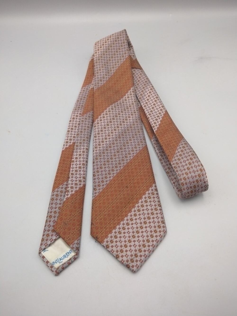 Yves Saint Laurent YSL Neck Tie Burgundy Stripe Diagonal Retro Polyester Vintage